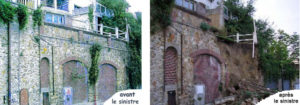Photo du mur avant et après l'éffondrement
